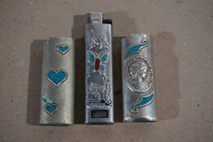 Silver Tone with Turquoise Lighter Cases