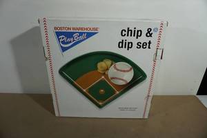 NEW Boston Warehouse Play Ball Chip and Dip Set