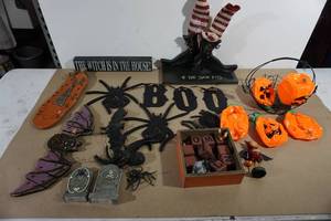 Assorted Halloween Dcor - Witch, Spider, Bats