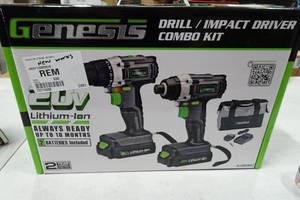 Genesis 20V Lithium Ion Cordless DrillImpact Driver Combo Kit