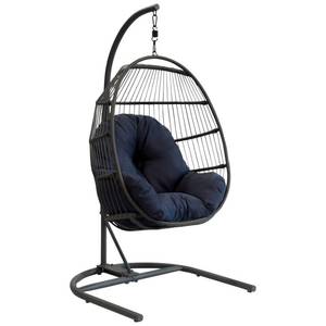 NEW D&ampF Crosby Folding Patio Egg Chair with Stand
