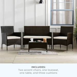 Brookside Iris Rattan Patio Table with Cushioned Seating