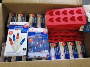 box of patriotic led lights and sil...