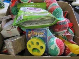 box of dog toys and more ...