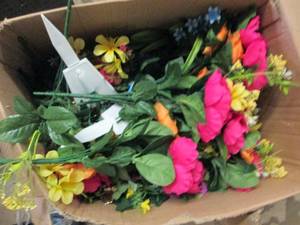 box of fake flowers ...