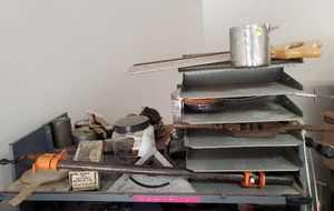 lot 141 image: Metal Shelf and Conents