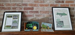 lot 218 image: John Deere Model G Tractor By Ertl And Two Framed Paper Advertisments