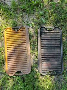 lot 33 image: Two Cast Iron Griddles By Lodge