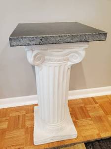 lot 97 image: Ceramic Pedestal With Stone OR Similar Material Top