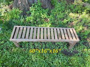 lot 38 image: Rustic Slotted Teak Garden Bench