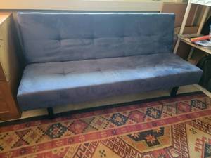 lot 63 image: Comfy Blue Futon Sofa