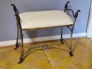 lot 62 image: Stylish Upholstered Boudoir Iron Bench