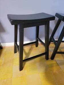 lot 77 image: Black Wood Counter Stools, pair