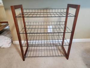 lot 150 image: Luxury Wood Frame Shoe Rack
