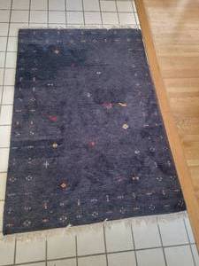 lot 59 image: Soft Blue Area Rug by Ikea - Indo Gabbeh