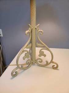 lot 126 image: Romantic Vanilla Scrolling Table Lamp with Embroidered Shade