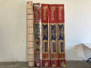 lot 82 image: LOT OF 4 Bruce Plano Oak Gunstock 34 in. Thick x 2-14 in. Wide x Varying Length Solid Hardwood Flooring (20 sq. ft.  case) PLUS additonal natural trim pieces