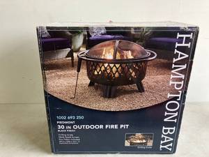 lot 61 image: Hampton Bay Piedmont 30 in. Steel Fire Pit in Black with Poker