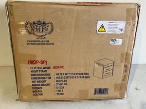 lot 68 image: Hodedah 2-Drawer White Nightstand 19 in. x 17 in. x 15.5 in.