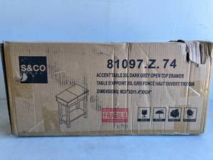 lot 41 image: Safdie & Co Accent Table 20L Dark Grey Open Top Drawer