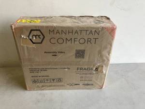 lot 15 image: Manhattan Comfort Rockefeller 1-Drawer Nightstand (Set of 2) - Black