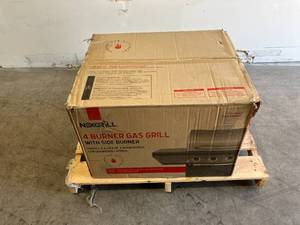 lot 8 image: Nexgrill 4-Burner Propane Gas Grill in Black with Side Burner and Stainless Steel Main Lid