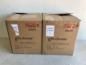 lot 39 image: LOT OF 2 Glitzhome 17.75H MGO Faux Terrazzo Garden Stool, Plant Stand or Accent Table (Multi-functional)