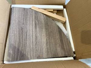 lot 44 image: LOT OF 2 inPlace 18 in. W x 18 in. D x 1.5 in. H Light Gray Driftwood Floating Corner Shelf
