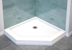 lot 110 image: Delta Classic 38 in. L x 38 in. W Corner Shower Pan Base with Center Drain in White