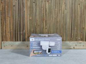lot 49 image: Feit Electric LED Dual Head Motion Sensor Smart Floodlight with Security Camera SEC3000CAMRP
