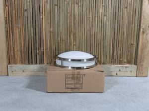 lot 56 image: E Lighting Glass Flush Mount-Brushed Nickel