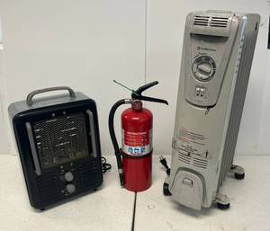 Group Of Misc. Heaters And Fire Extinguisher