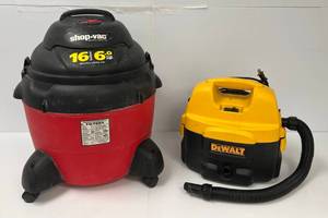 Two Shop Vacs Shop Vac 16 Gallon 6.0 Horsepower And Dewalt  (Both Work)