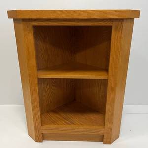 Oak Triangle Shaped Corner Shelf 27W x 19D x 32T