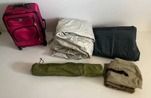 Travelers Lot Including Two Air Mattresses, Folding Chair And Luggage