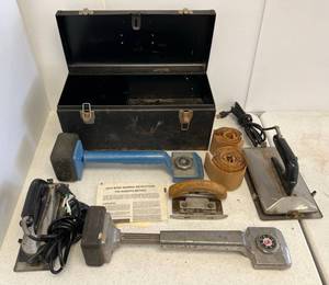 Group Of Carpet Installation Tools And Tool Box