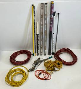 Large Lot Of Misc. Garage Items Including Air Hoses Levels And More