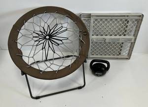 Group Including Bunjo Folding Chair, Baby Gate And Tone Fitness 15 Lb. Workout Ball