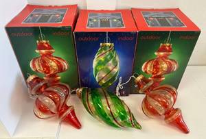 Group Of Three Large Resin Illuminated IndoorOutdoor Decorative Lights