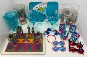 Large Group Of Misc. Plastic Party Supplies Including Pitchers , Cups And More