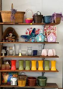 5 Shelves Full Of Misc. Including Easter Dcor And More