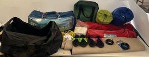 Large Camping lot Including 7-8 Person Two Room Dome Tent With Screen Porch And More