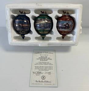 Three Piece Terry Redlin Bradford Exchange Ornaments With COA