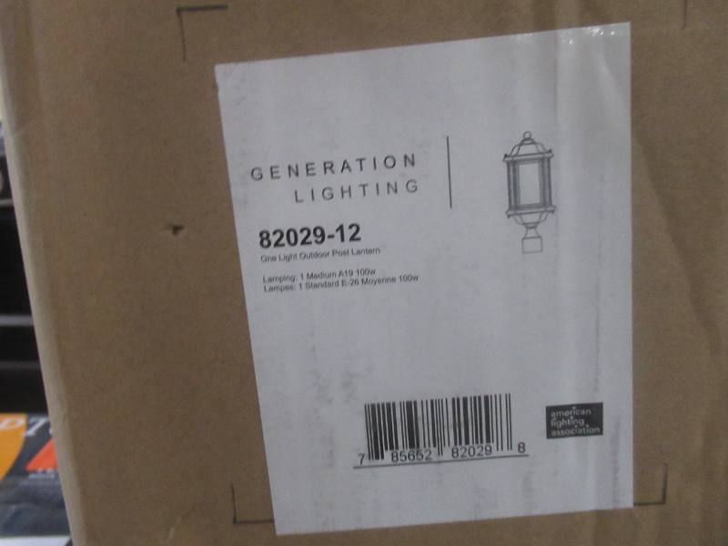 SEA GULL LIGHTING Kent 1-Light Black Outdoor Lamp Post Light with Clear Beveled Glass (OPEN BOX) 82029-12
