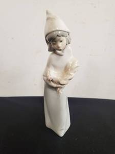 Lladro Girl With Rooster Figurine