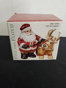 Fitz And Floyd Deer Santa Salt And Pepper Shakers