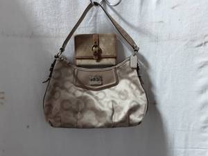 Coach Tan Small Handbag With Coin Purse