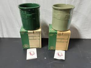 2-Longaberger Pottery & 2-Quart Crocks