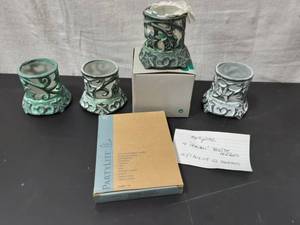 Partylite 4-Garden Tealite Holders With box Of 12-Tealites