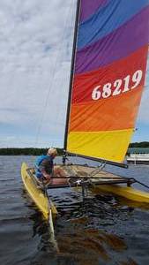 lot 4 image: 1982 Hobie Cat 16 Sailboat